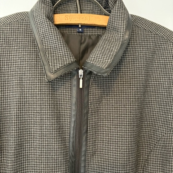 Beechers Brook Women’s Houndstooth Zip-Up Jacket with Faux Leather Trim – Size 8 - Picture 2 of 8